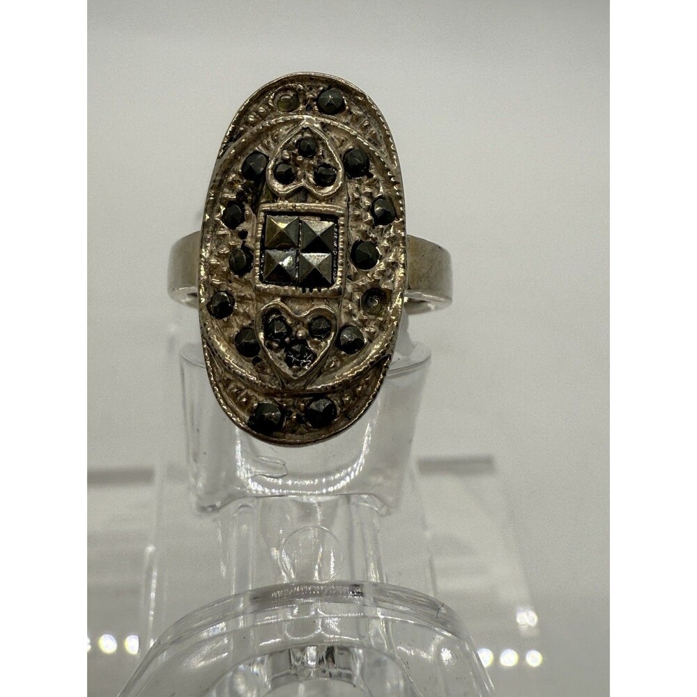 Art‎ Deco Sterling Silver Marcasite Ring Antique Size 6.5 Vintage Jewelry